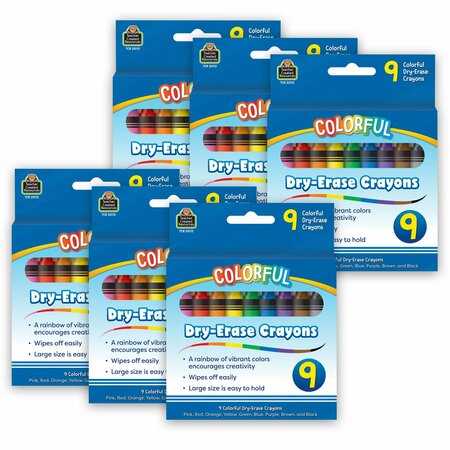 TEACHER CREATED RESOURCES Colorful Dry-Erase Crayons, 9 Colors Per Set, 54PK TCR20112